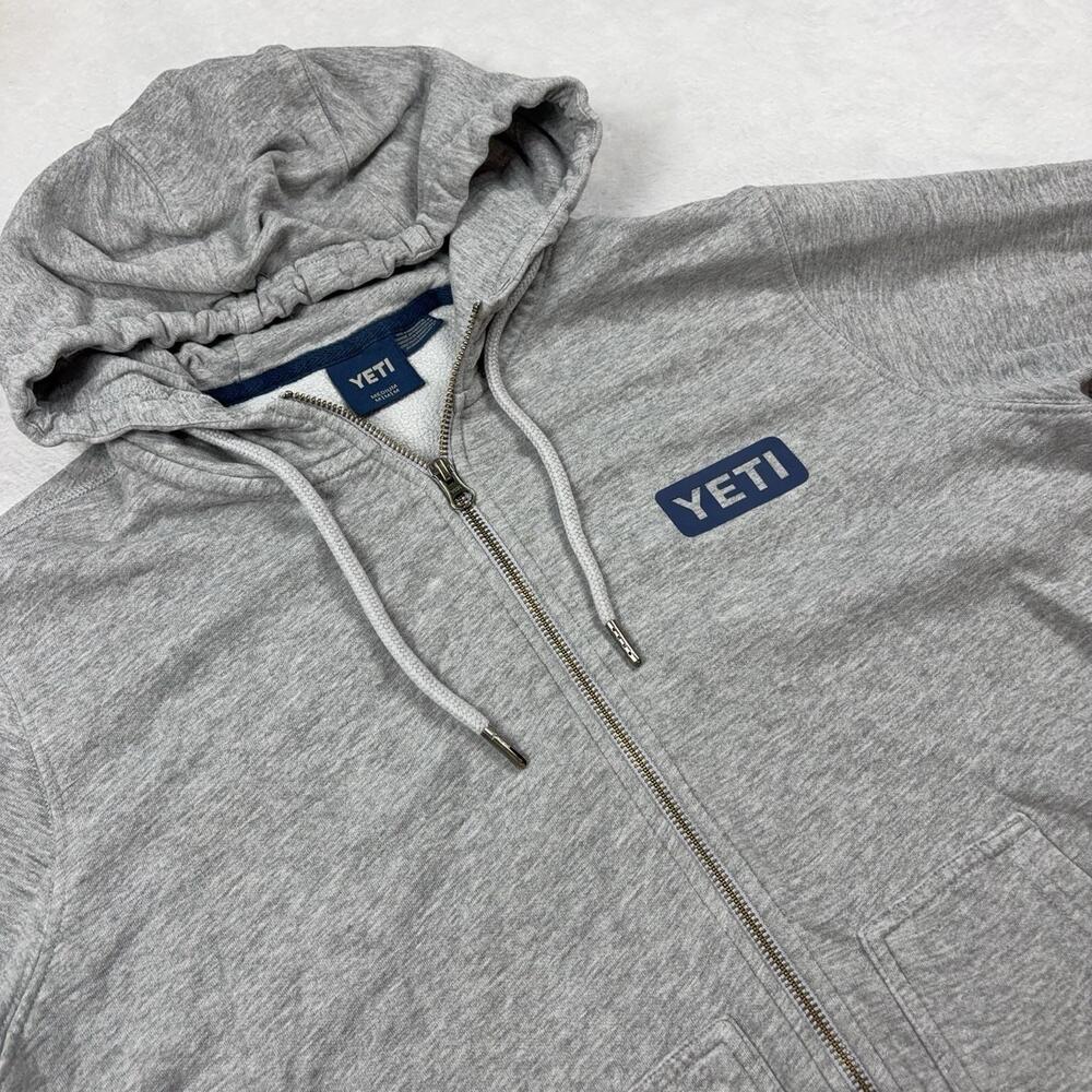 Yeti Hoodie Pullover Men M Gray Full Zip Logo Fleece Hooded Pockets Drawstring